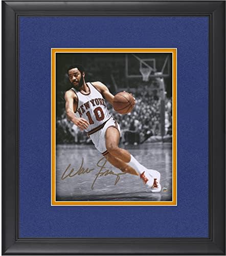 Walt Frazier New York Knicks Keretes Dedikált 8 x 10 Csöpögő Reflektorfénybe Fénykép Velúr Szőnyeg - Limitált Kiadás 10 -