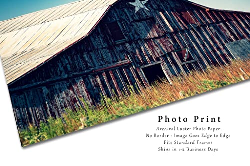 Ország Fotózás Print (keret nélkül) Kép Rusztikus Vörös Pajta, a Festett Csillag Oklahoma Farm Wall Art Parasztház Dekoráció