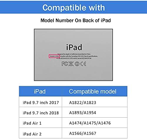 Gahwa iPad 9.7 Esetben (2018/2017 Modell 6./5th Gen/iPad 2 / iPad 1), Smart Cover a tolltartó, Puha Baba Bőre Szilikon Vissza