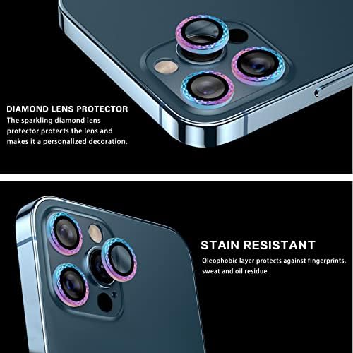 Benkyo Bling Kamera Lencséjét Védő Bling Edzett Üveg Védőfóliát a Nők, 2-Komponensű Alkalmas iPhone 13 Pro/13 Pro Max Lencse