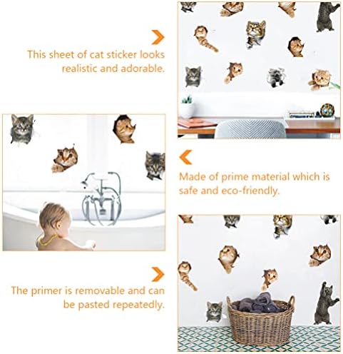NUOBESTY Rajzfilm Plakátok 3D Macskák Fali Matricák Cserélhető Aranyos Macska Dekoráció Plakátok Óvoda Szoba, Wc, Konyha,