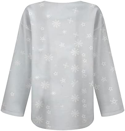 Camisas casuales de a manga larga para mujer de Maximum túnica Blusa con cuello en V de árbol de Navidad U1