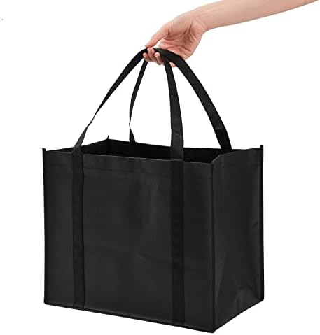 Okuna Előőrs 10 Pack Fekete Extra Nagy Újrafelhasználható Bevásárló Táskák Kezeli a Vásárláshoz, kisvállalkozás, Kiskereskedelem