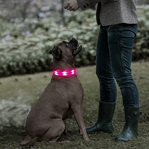 Fény Kutya Nyakörvek LED Nyakörv USB Újratölthető,Vizbrite Szuper Fényes Biztonsági Világít A Sötétben, Nyakörv,Puha Nylon