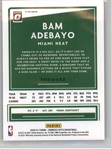 Bam Adebayo 2020-21 Optikai Fanatikusok Ezüst Hullám Prizm 52 NM+-MT+ NBA Kosárlabda Hő