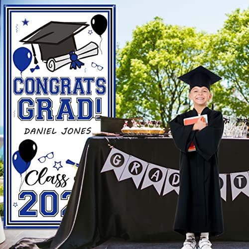 2023 Érettségi Ajtót Borító Kék Személyre szabott Neve Érettségi Díszek Nagy Congrats Grad Banner Egy filctollal Osztály