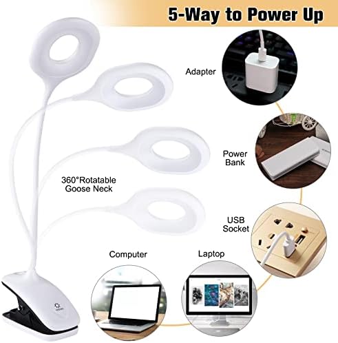 Anpro Klip Könnyű Olvasmány Lámpa,28 LED-es USB-s asztali Lámpa USB Újratölthető 3 Fény Mód,Fokozatmentes Fényerő,360°Flexibilis