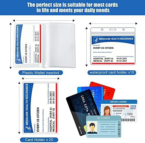 Készlet 4 Műanyag Tárca Helyezze 10 Oldal Tiszta Hitelkártya Birtokosok, 20 Db Műanyag Kártya Protector Ujjú 10 Db Átlátszó,