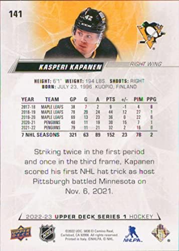 2022-23 Felső szint 141 Kasperi Kapanen Pittsburgh Penguins Sorozatban 1 NHL Jégkorong Trading Card