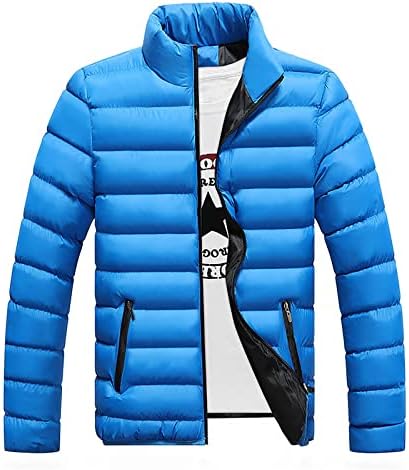 LIUEONG Puffer Kabátok Férfi Téli Meleg Plus Size Garbó Kabát Zip Szilárd Alapvető Szabadidős Kabát Zsebében
