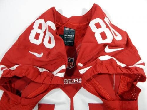 2014-ben a San Francisco 49ers Kyle Nelson 86-Os Játék Kiadott Piros Mez 44 DP34837 - Aláíratlan NFL Játék Használt Mezek