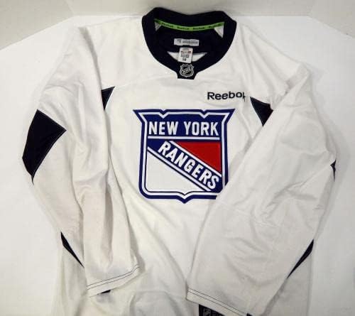 A New York Rangers Játék Használt Fehér Gyakorlat Jersey Reebok 58 DP32414 - Játék Használt NHL-Mezek