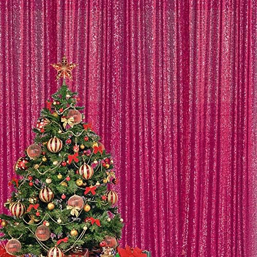4×7 LÁB Meleg, Rózsaszín Flitteres Hátteret, Függöny, Fukszia Fotózás Hátteret, Csillogó Függöny Szövet Hátteret Karácsonyi