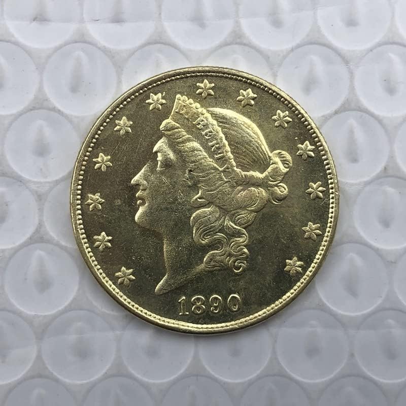 1890-ES Verzió Amerikai, 20 Arany Érme-Antik Réz Kézműves Külföldi Emlékérme 34MM