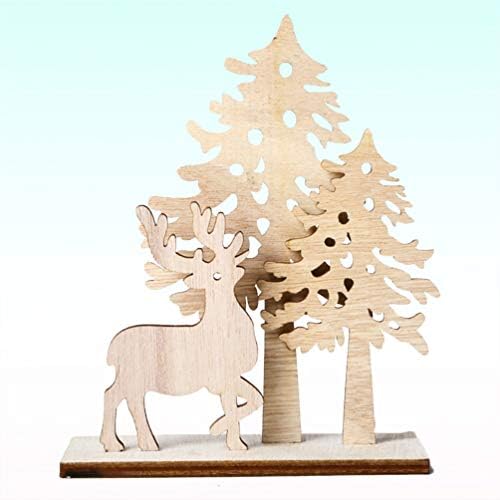 Happyyami Karácsonyi Falu Házak Karácsonyi Fából készült Házakat a Faluban Asztali Mini Fából készült karácsonyfa Rénszarvas