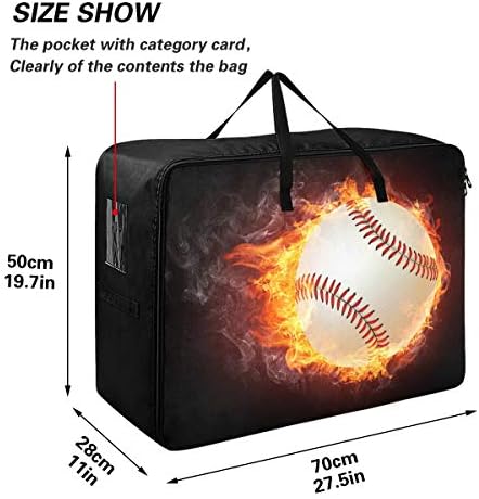 N/ A Underbed Nagy Kapacitású Tároló Táska - Baseball Tűz Lángjai Takaró Ruhákat Szervező Dekoráció Ágynemű Cipzár Mozgó
