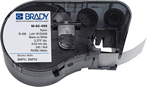 Brady M-82-499 Nylon Szövet B-499 Fekete, Fehér feliratozógép Patron, 3/8 Átmérőjű, A BMP51/BMP53 Nyomtatók