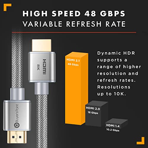Vevő Pont Ultra High Speed HDMI 2.1 Kábel Dinamikus HDR-1,8 M (6 láb) 8K 120Hz, 48Gbps, eARC, Kompatibilis Apple TV, Nintendo