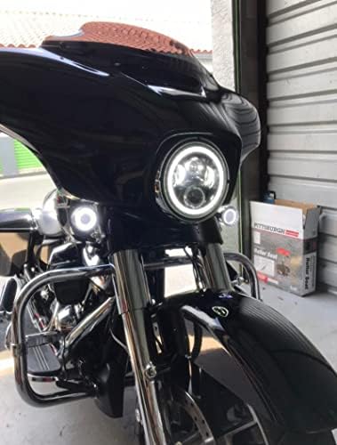 Sas Fények 8700BG2H 7 LED Fényszóró Készlet, Fehér Halo Gyűrű Harley Davidson, valamint Indiai Motorkerékpárok Generációs