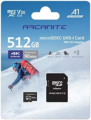 ARCANITE 512 gb-os microSDXC Memória Kártya Adapter - A1, UHS-én U3, V30, 4K, C10, Micro SD, Optimális olvasási sebességet