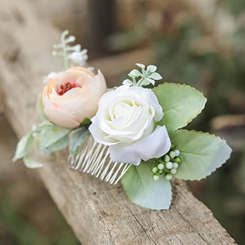 Fangsen Ezüst Esküvői Fehér Rózsát Haj Fésű Elefántcsont Virág Haj Tartozék bridals, valamint koszorúslányok