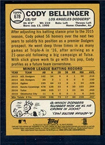2017 Topps Örökség Magas Számok 678 Cody Bellinger Los Angeles Dodgers Újonc Baseball Kártya