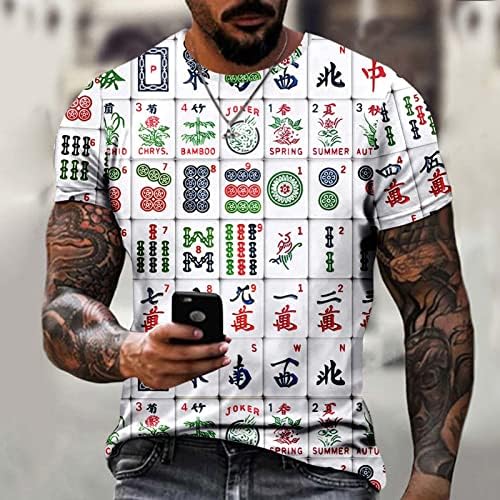 HDDK Nyári Férfi Katona Rövid Ujjú T-shirt 3D Vicces Mahjong Nyomtatás Sleeve Maximum Utca Izom Alkalmi Újdonság Tees