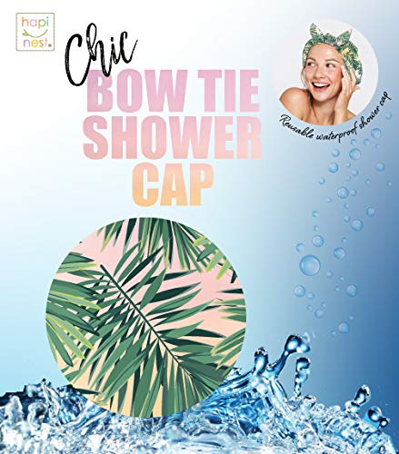 Hapinest Vízálló Újrafelhasználható Nagy zuhanysapka Női Hosszú Haj, Cuki Palm Leaf