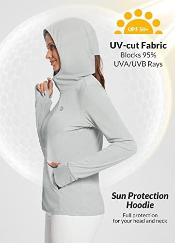 BALEAF Női UPF 50+ fényvédő Ing SPF Kabát UV Kapucnis Hosszú Ujjú Ing, Futás, Túrázás, Outdoor Ruházat