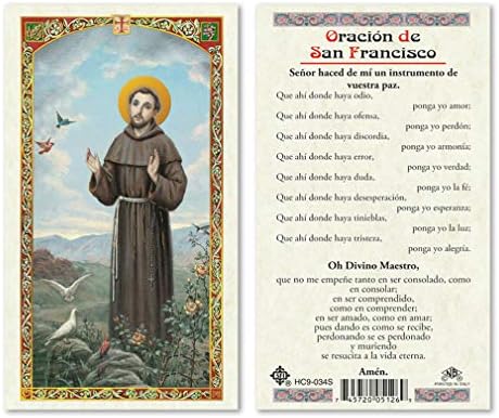 Oracion San Francisco de Asis Laminált Ima Kártyák - Csomag 25 - spanyol Espanol