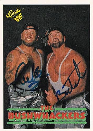 A Bushwhackers Lukács & Butch Aláírt 1990 Klasszikus WWF Újonc Kártya 15 WWE RC - Dedikált Birkózás Kártyák