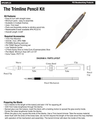 Penn State Iparágak PKXMPLCH Trimline Kattintson .7mm Ceruza Készlet Woodturning Projekt (10, Chrome)