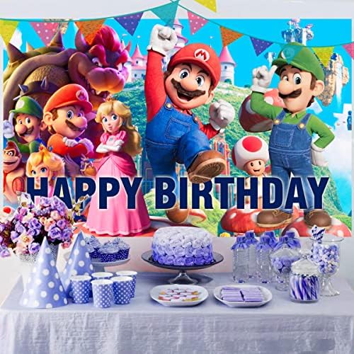 Super Mario Bros videojáték Hátteret Fotózás Háttér Boldog Szülinapot Téma Szülinapi Buli Banner Dekorációk, Kellékek Gyerek