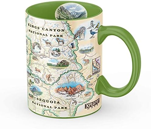 Xplorer Térképek Sequoia-Kings Canyon Nemzeti Park Térkép Kerámia Bögre (Nagy 16oz) a Csésze Kávé, Tea, Kakaó, Forró Csoki,