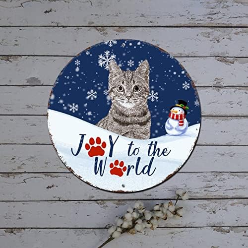 Fém Boldog Karácsonyt Jel Öröm, hogy A Világ Hó Aranyos Macska Kerek Fém Adóazonosító Jel Fal Karácsonyi Dekoráció Rusztikus