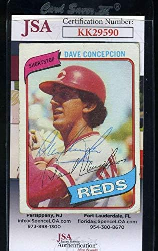 Dave Concepcion SZÖVETSÉG Coa Autogramot 1980 Topps Kézzel Aláírt - Baseball Asztalon Dedikált Kártyák
