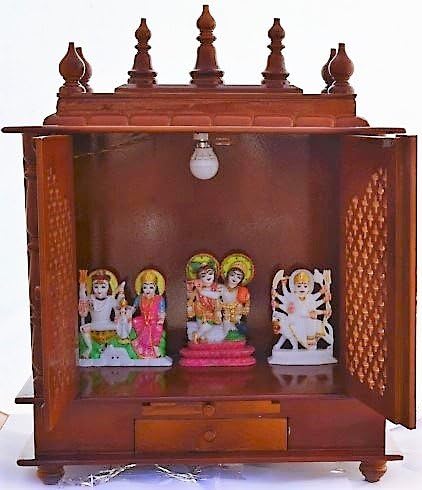 Jodhpur Kézműves Fa Haza Templom Led Izzó Belül Pooja Cikkek Isten Keret, Thali.