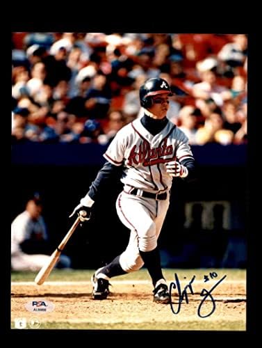 Chipper Jones PSA DNS Aláírt 8x10 Fotó Autogramot Braves - Dedikált MLB Fotók