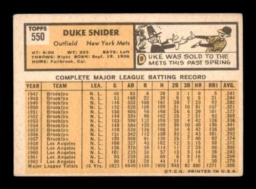 550 Herceg Snider HOF - 1963 Topps Baseball Kártyák (Csillag) Osztályozott VGEX - Baseball Asztalon Dedikált Vintage Kártyák