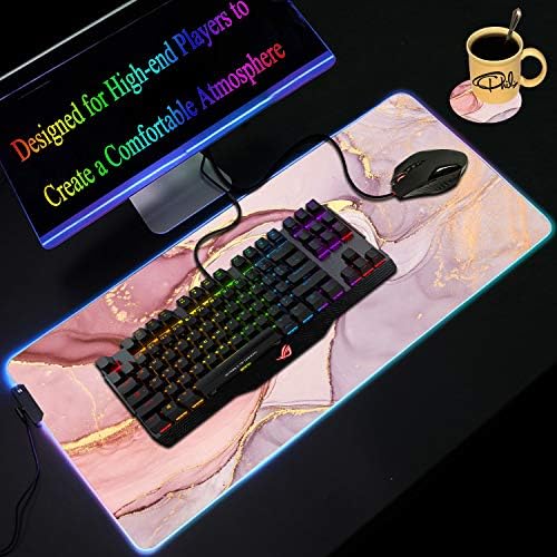 RGB Nagy Gaming Mouse Pad,Wkooff Led Puha, Csúszásmentes Gumi Alap Izzó Gamer Gaming Mousepad Asztal Mat 31.5x11.8 Inch,