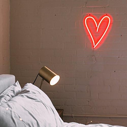 Izgatott & Co Szív LED Neon Fény, Falra Szoba Dekoráció, Piros, 13.8 x 10.25 centi, Tiszta Tápkábelt OnOff Kapcsoló, lakberendezés