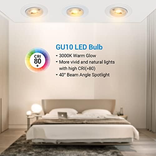 DEWENWILS 10-Pack GU10 LED Izzó Szabályozható, 400LM, 3000K Meleg Fehér Nyomon Izzók, 5W(50W Halogén Egyenértékű) LED-es