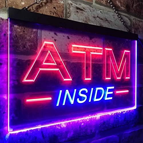 ADVPRO ATM-Be Nyitott Műhely Csalogatni kétszínű LED Neon Sign Blue & Vörös, 16 x 12 st6s43-i0565-br