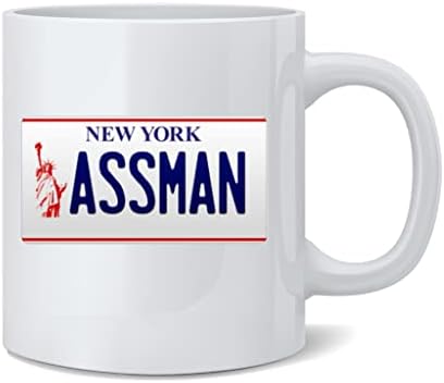 Poszter Öntöde ASSMAN New York Rendszám Kerámia Bögre Tea Csésze Szórakoztató Újdonság Ajándék, 12 oz