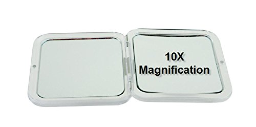 SKÖN életmód - Missy 10X/1X Személyes Kompakt Tükör - Erős 10X nagyítású hagyományos 1X tükör, Teljes 180 fokos nyitás, Könnyed