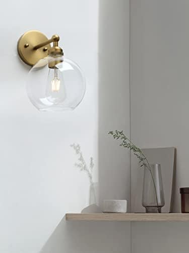 Yosoan 1-Lámpa Fali Lámpatest, Vintage Ipari Egyetlen Gyertyatartó Vezetékes Kétszemélyes Lyuk, Kerek Üveg Fürdőszoba Hiúság