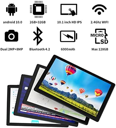 TPZ Tablet 10.1 hüvelykes, Android 10.0 Tabletta, 32 GB ROM, 128 GB Bővítés, Wi-Fi, Google Minősített, HD Nagy Érintőképernyő,