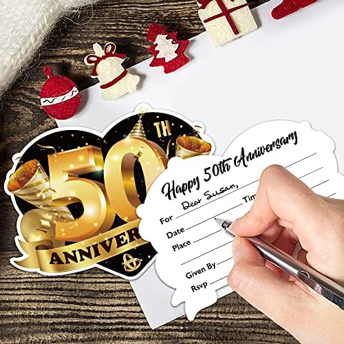 ZBBFSCSB 15 Csomag 50 éves Szív Alakú Töltött Meghívókat a Borítékokat, 50 házassági Évforduló Meghívó Kártya, 50 Együtt