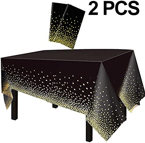 2 x 54 x 108 Hüvelyk Prémium Fekete Eldobható Műanyag asztalterítő Vízálló Eldobható Asztalterítő a Téglalap Asztal 8 láb
