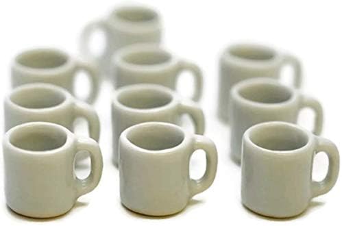 Hobbi bolt 10 Fehér Kerámia Kávés Bögre Tea Csésze Babaház Miniatúrák Élelmiszer Konyha
